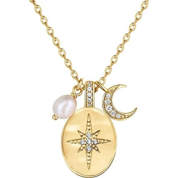 14K Gold Plated Cluster Engraved Coin PendantByzantine Coin Necklace